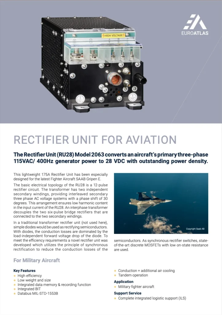 Rectifier unit for aviation