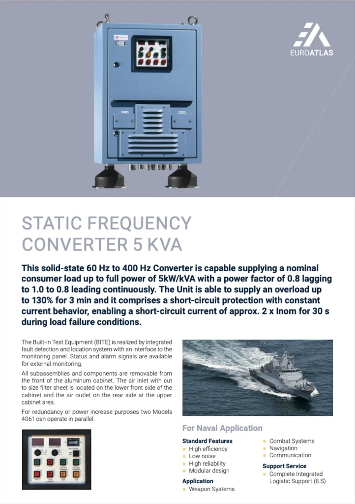 Static Frequency Converter 5 kVA for Naval Application